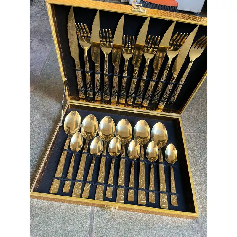 Kit Faqueiro Luxo Dourado 24 Peças