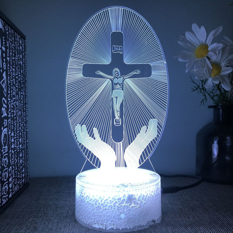 Luminaria Led 3D Led Night Inri Cristo